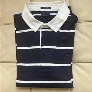 GANT Men's Polo long sleeve shirt in Navy and White